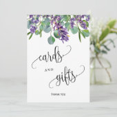 カードとギフトの結婚サインeucalyptusラベンダー 招待状 (スタンド正面)