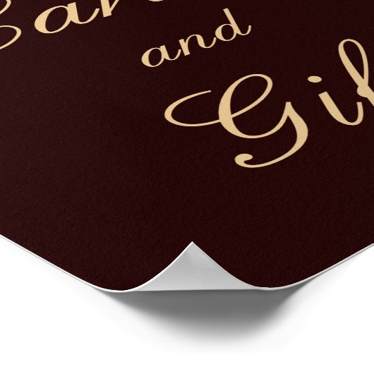 カードとギフトの結婚ヴィンテージ金ゴールドバーガンディ標識 ポスター (角)