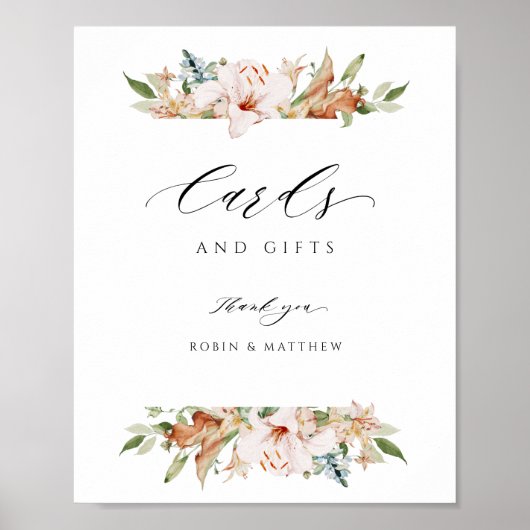 カードとギフトの自然開花とセージ縦記号 ポスター (正面)