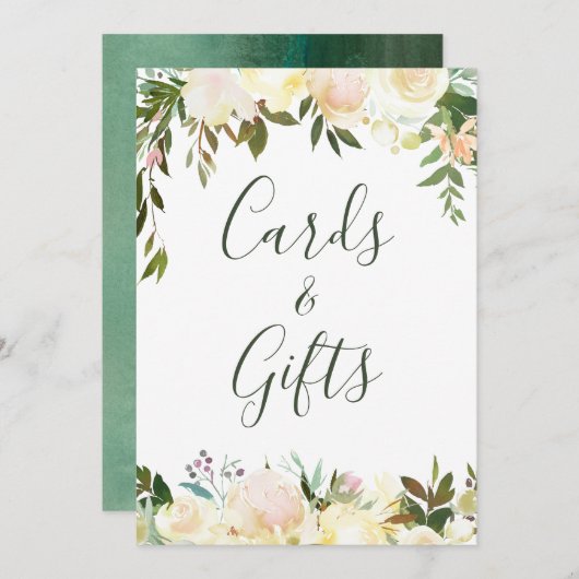 カードとギフトはカードの緑素朴のフローラ (正面/裏面)