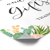 カードとギフトは多肉性サボテンのフローラに署名 ポスター (角)