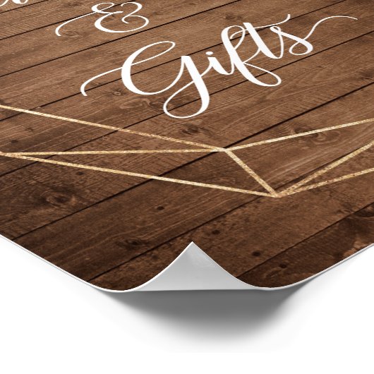 カードとギフトは木素朴の幾何学的フローラ ポスター (角)