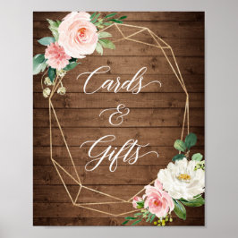 カードとギフトは木素朴の幾何学的フローラ ポスター