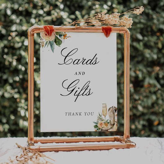 カードとギフトは泡立つブライダルシャワー標識 ポスター