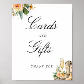 カードとギフトは泡立つブライダルシャワー標識 ポスター (正面)