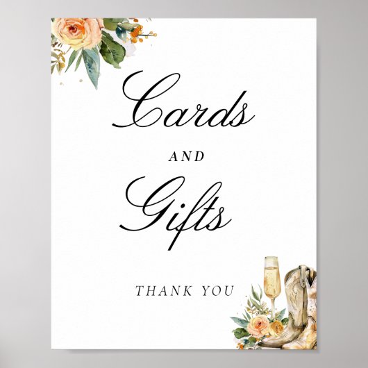 カードとギフトは泡立つブライダルシャワー標識 ポスター (正面)