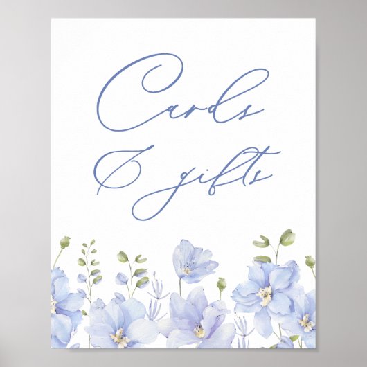 カードとギフトをする前に何か青いブライダル ポスター (正面)