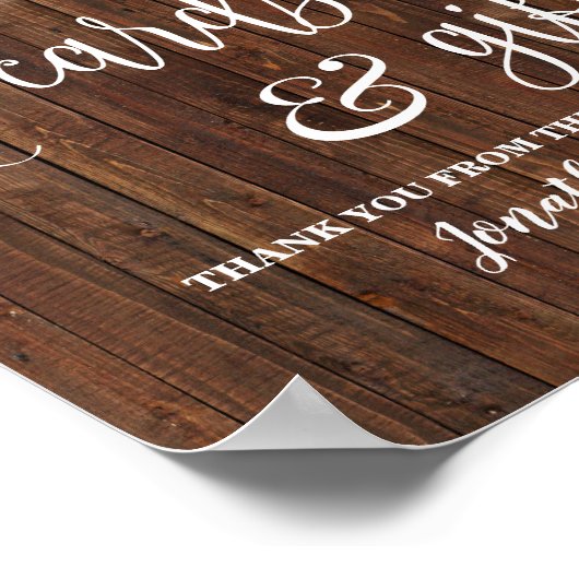 カードとギフトウェスタンウェディングレセプションサイン ポスター (角)