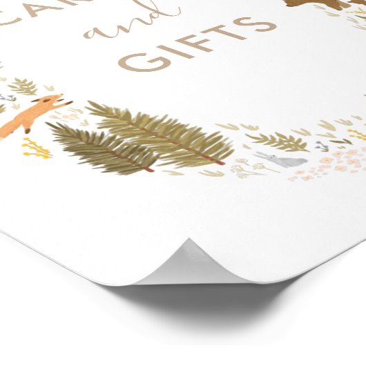 カードとギフトウッドランド赤ちゃんシャワーのサイン ポスター (角)