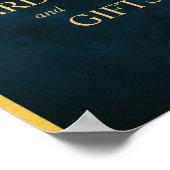 カードとギフトエメラルド金ゴールドビロード結婚のサイン ポスター (角)