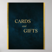 カードとギフトエメラルド金ゴールドビロード結婚のサイン ポスター (正面)