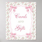 カードとギフトエレガントピンクコケット弓誕生日 ポスター (正面)