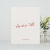 カードとギフトエレガントレッド&アイボリーの結婚サイン (スタンド正面)
