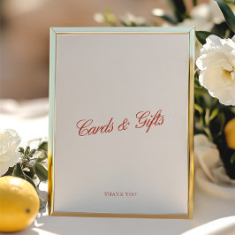 カードとギフトエレガントレッド&アイボリーの結婚サイン