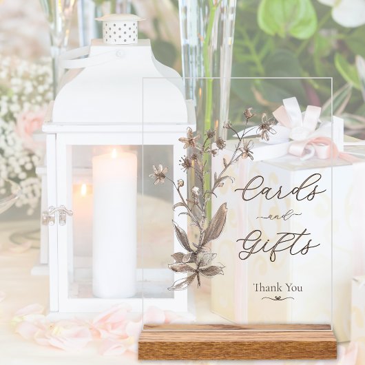 カードとギフトエレガントワイルドフラワー結婚ズ アクリルサイン