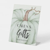 カードとギフトグリーンカボチャ赤ちゃんシャワー 台座サイン (正面)