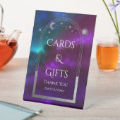 カードとギフトコズミックパープルティール(緑がかった色)サンムーン結婚ズ 台座サイン (インサイチュ)