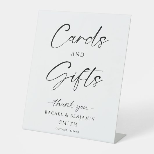カードとギフトサイン結婚名前をカスタムするミニマル 台座サイン (正面)