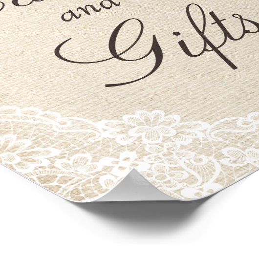 カードとギフトサイン – Burlapレース素朴フローラ ポスター (角)