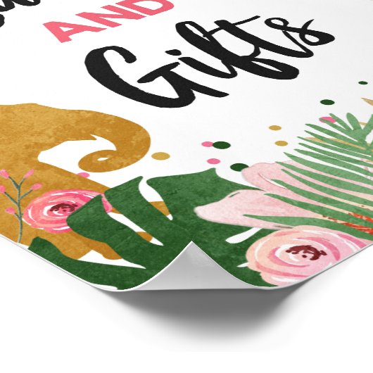 カードとギフトサファリ動物の女の子の誕生日サイン ポスター (角)