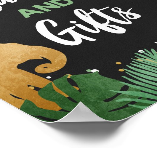 カードとギフトサファリ動物金ゴールド誕生日パーティー ポスター (角)