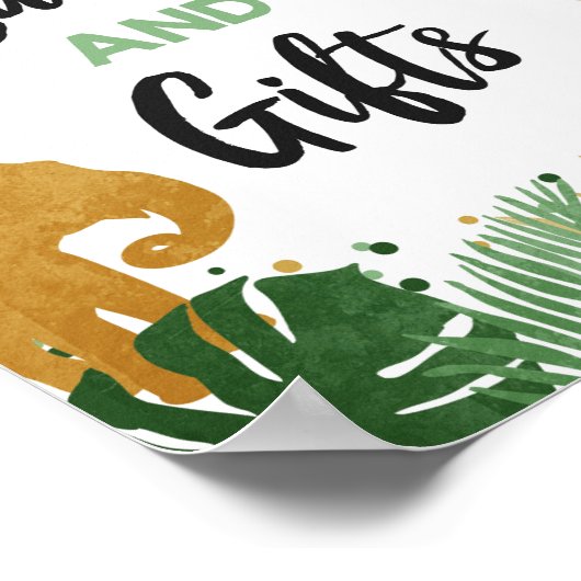 カードとギフトサファリ動物金ゴールド誕生日パーティー ポスター (角)