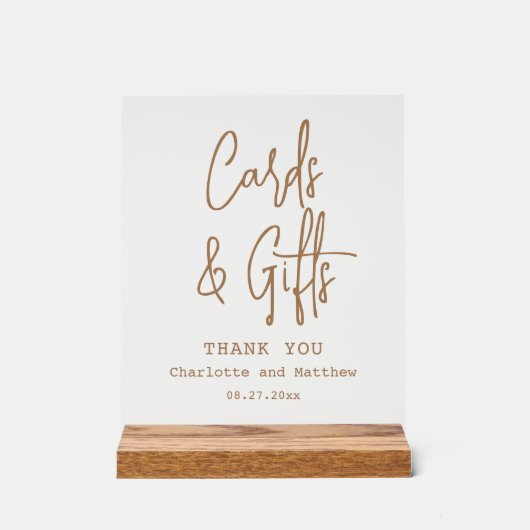 カードとギフトシックモダンの結婚イベント アクリルサイン (正面)