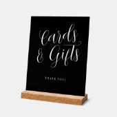 カードとギフトシンプルスモダント結婚スクリプトの黒 アクリルサイン (傾斜)