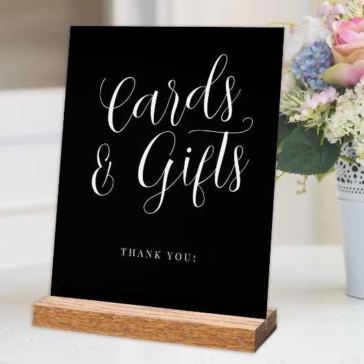 カードとギフトシンプルスモダント結婚スクリプトの黒 アクリルサイン