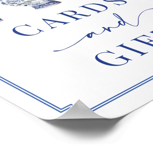 カードとギフトチノワズリーブライダルシャワーサイン ポスター (角)