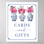 カードとギフトチノワズリーブライダルシャワーサイン ポスター (正面)
