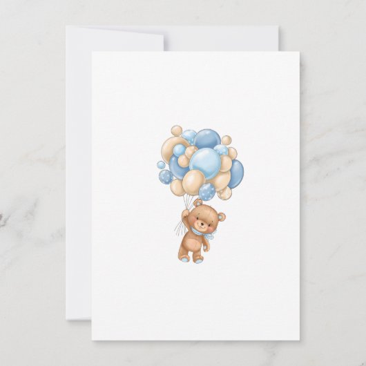 カードとギフトテディベアバルーン赤ちゃんシャワーのサイン 招待状 (裏面)