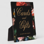 カードとギフトテーブルサイン赤ブラックフローラ フォトプラーク (側面)