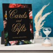 カードとギフトテーブルサイン赤ブラックフローラ フォトプラーク (側面)