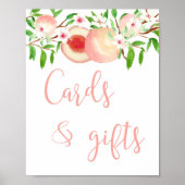 カードとギフトテーブルシャワーまたは誕生日のサイン ポスター (正面)