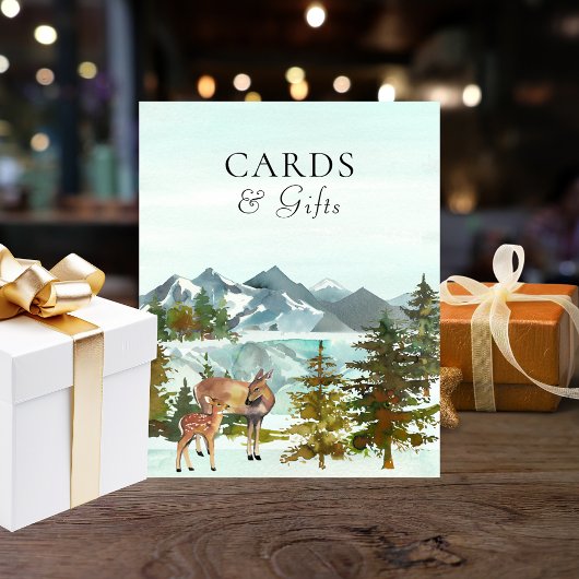 カードとギフトテーブル鹿素朴赤ちゃんシャワー ポスター