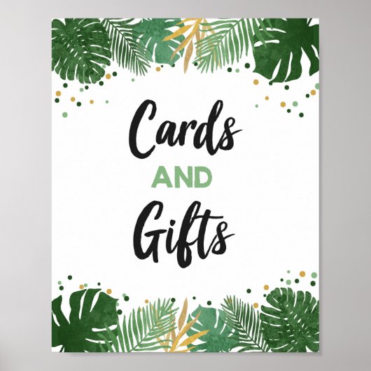 カードとギフトトロピカルサファリボーイ誕生日標識 ポスター (正面)
