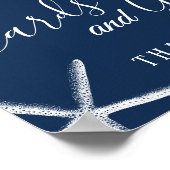 カードとギフトネイビーブルーシーシェルビーチ結婚式 ポスター (角)