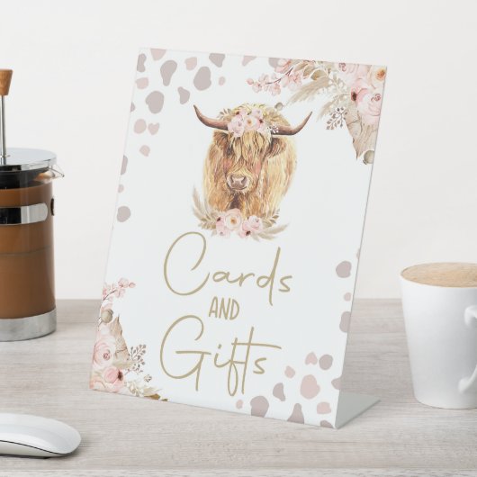 カードとギフトハイランダーカウボーホファーム誕生日 台座サイン (インサイチュ)