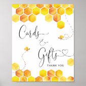 カードとギフトハニービー赤ちゃんシャワーのサイン ポスター (正面)