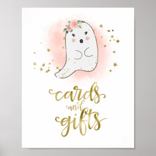 カードとギフトハロウィーンガールベビーシャワーのサイン ポスター