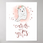 カードとギフトハロウィーンガールベビーシャワーのサイン ポスター (正面)