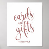 カードとギフトバラ金ゴールド結婚グリッターの標識 ポスター (正面)