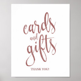 カードとギフトバラ金ゴールド結婚グリッターの標識 ポスター