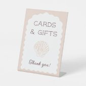 カードとギフトビーチベビーシーシェルベビーシャワー 台座サイン (正面)