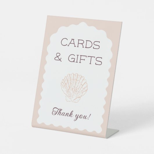 カードとギフトビーチベビーシーシェルベビーシャワー 台座サイン (正面)