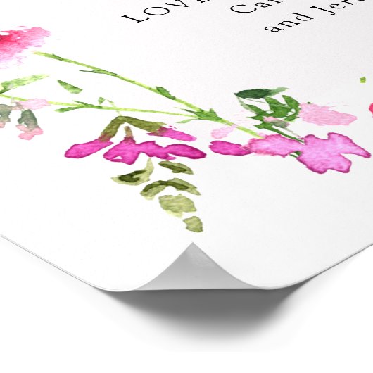 カードとギフトピンクワイルドフラワーウェディングシャワー ポスター (角)