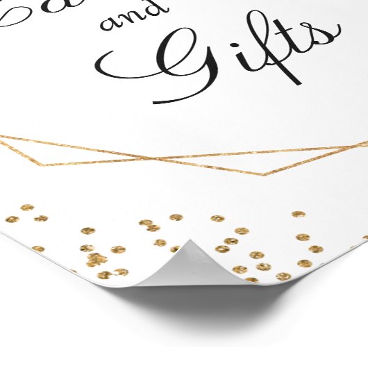 カードとギフトフレームモダン金ゴールドグリッターフローラ ポスター (角)