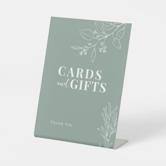 カードとギフトフローラセージ結婚グリーンのサイン 台座サイン (正面)