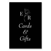 カードとギフトブラックフローラモノグラムテーブルサイン テーブルナンバー (正面)